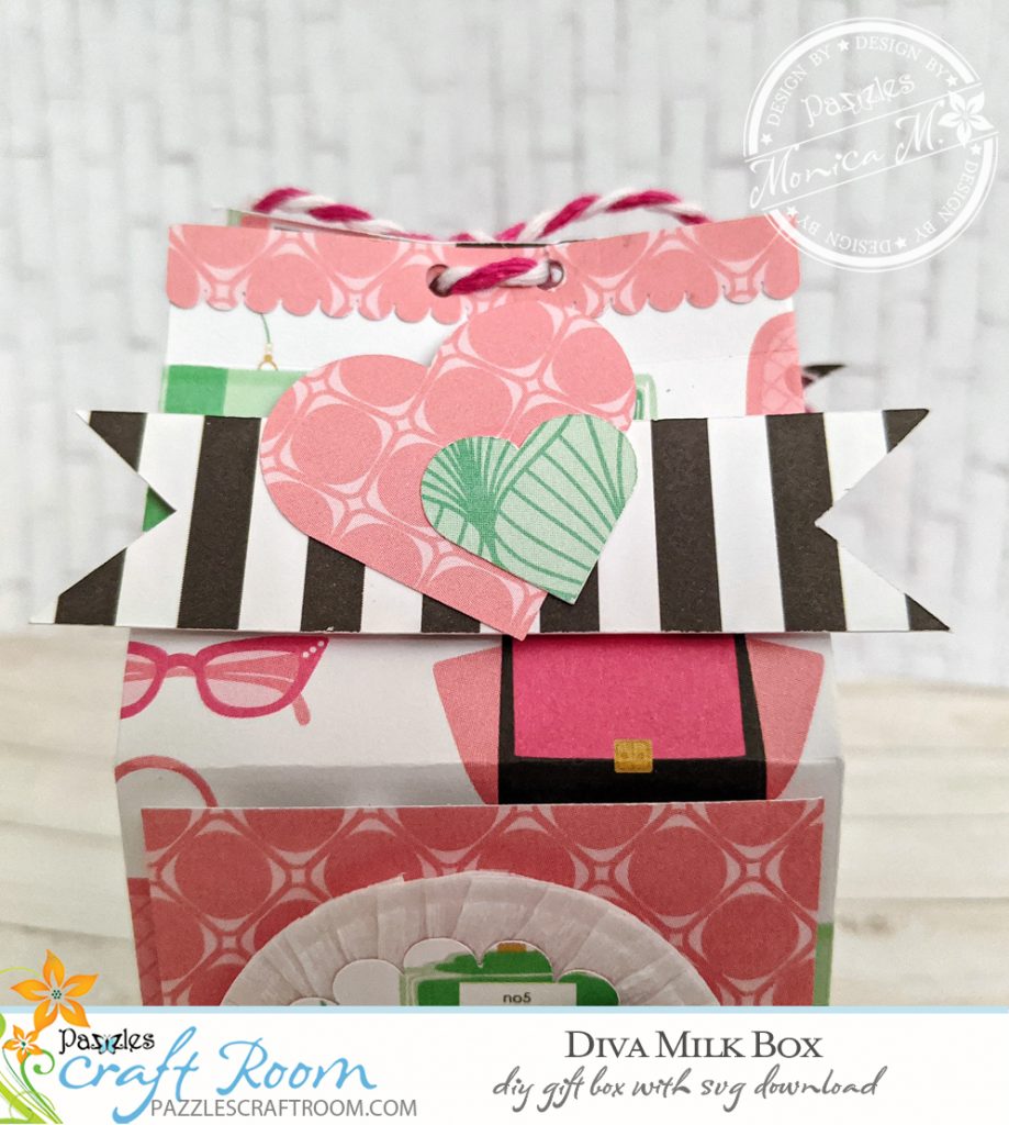 Pazzles DIY Diva Milk Box with instant SVG download. Compatible with all major electronic cutters including Pazzles Inspiration, Cricut, and Silhouette Cameo. Design by Monica Martinez.