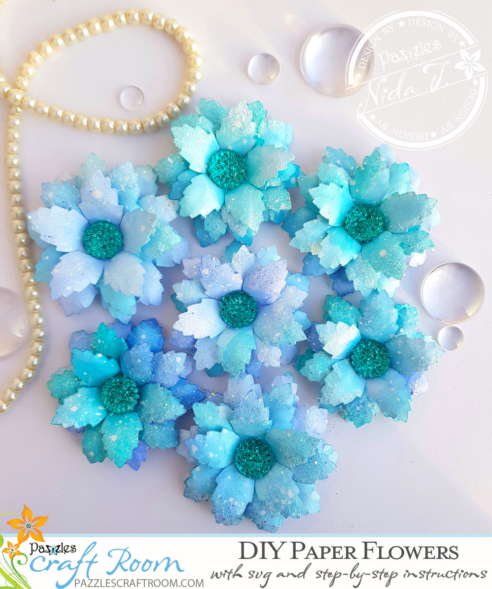 Pazzles Beautiful DIY Paper Flowers with SVG download compatible with all major electronic cutters including Pazzles Inspiration, Cricut, and Silhouette Cameo by Nida Tanweer