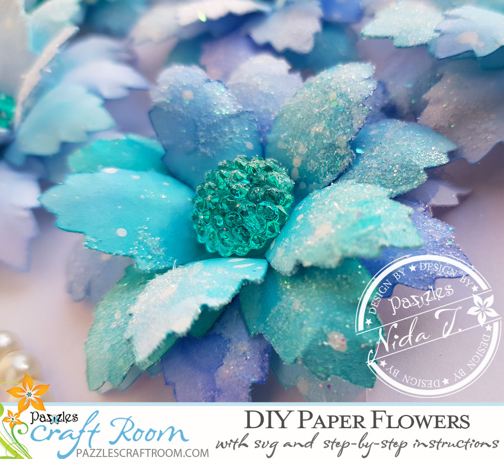 Pazzles Beautiful DIY Paper Flowers with SVG download compatible with all major electronic cutters including Pazzles Inspiration, Cricut, and Silhouette Cameo by Nida Tanweer