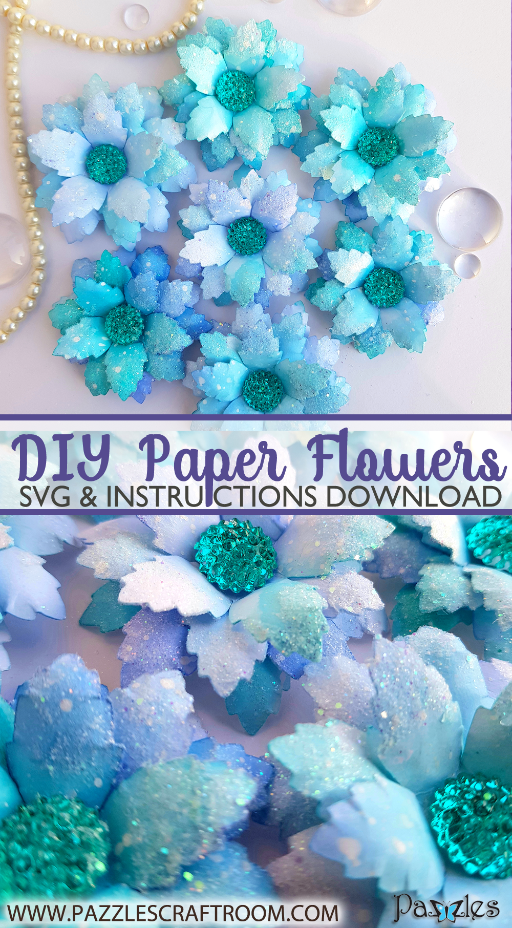 Pazzles Beautiful DIY Paper Flowers with SVG download compatible with all major electronic cutters including Pazzles Inspiration, Cricut, and Silhouette Cameo by Nida Tanweer
