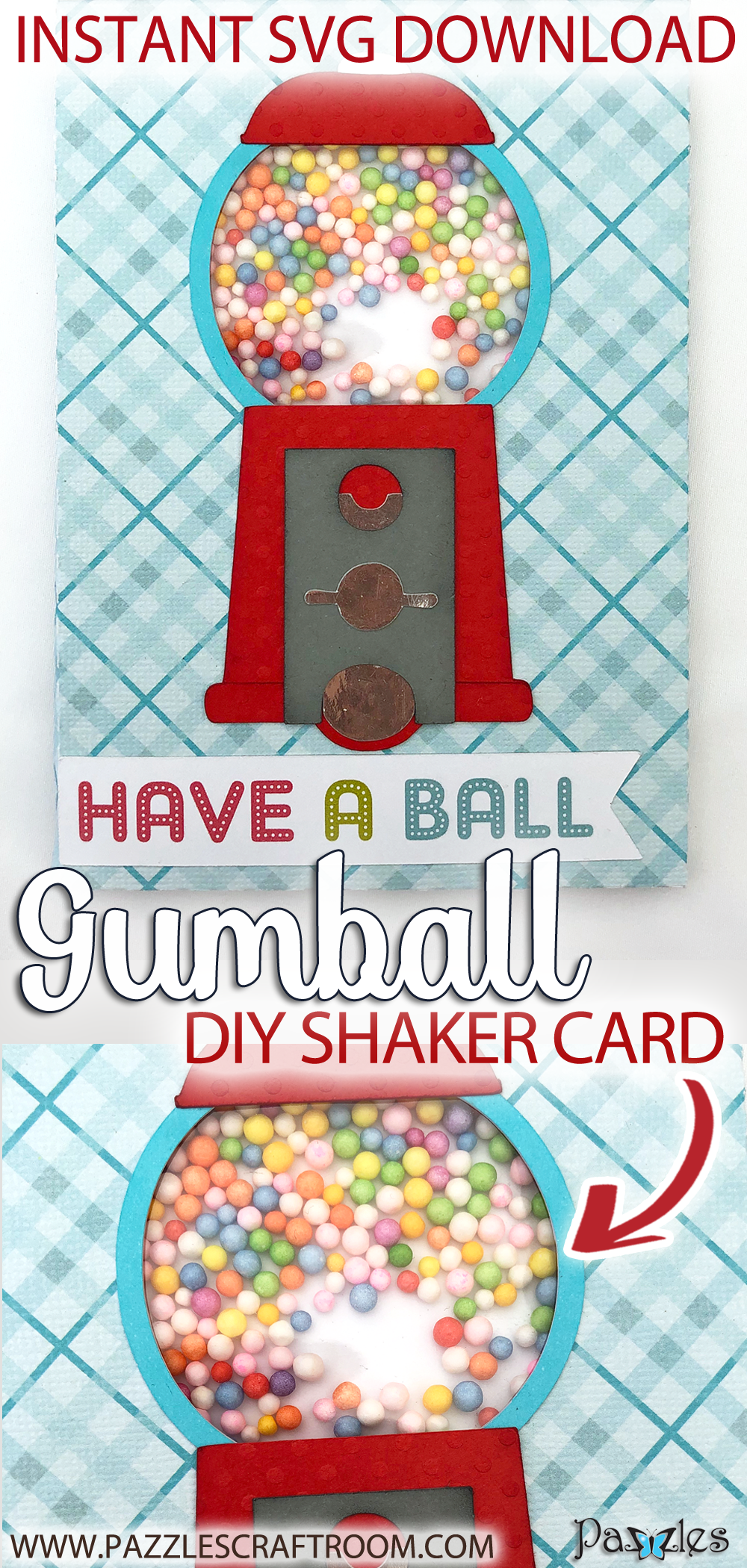 Pazzles DIY Gumball Shaker Card by Alma Cervantes