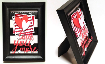 Pazzles DIY Love You More Frame or Card with instant SVG download. Compatible with all major electronic cutters including Pazzles Inspiration, Cricut, and SIlhouette Cameo. Design by Renee Smart.