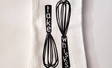 Pazzles Take Whisks DIY Tea Towels with instant SVG download. Compatible with all major electronic cutters including Pazzles Inspiration, Cricut, and Silhouette Cameo. Design by Renee Smart.