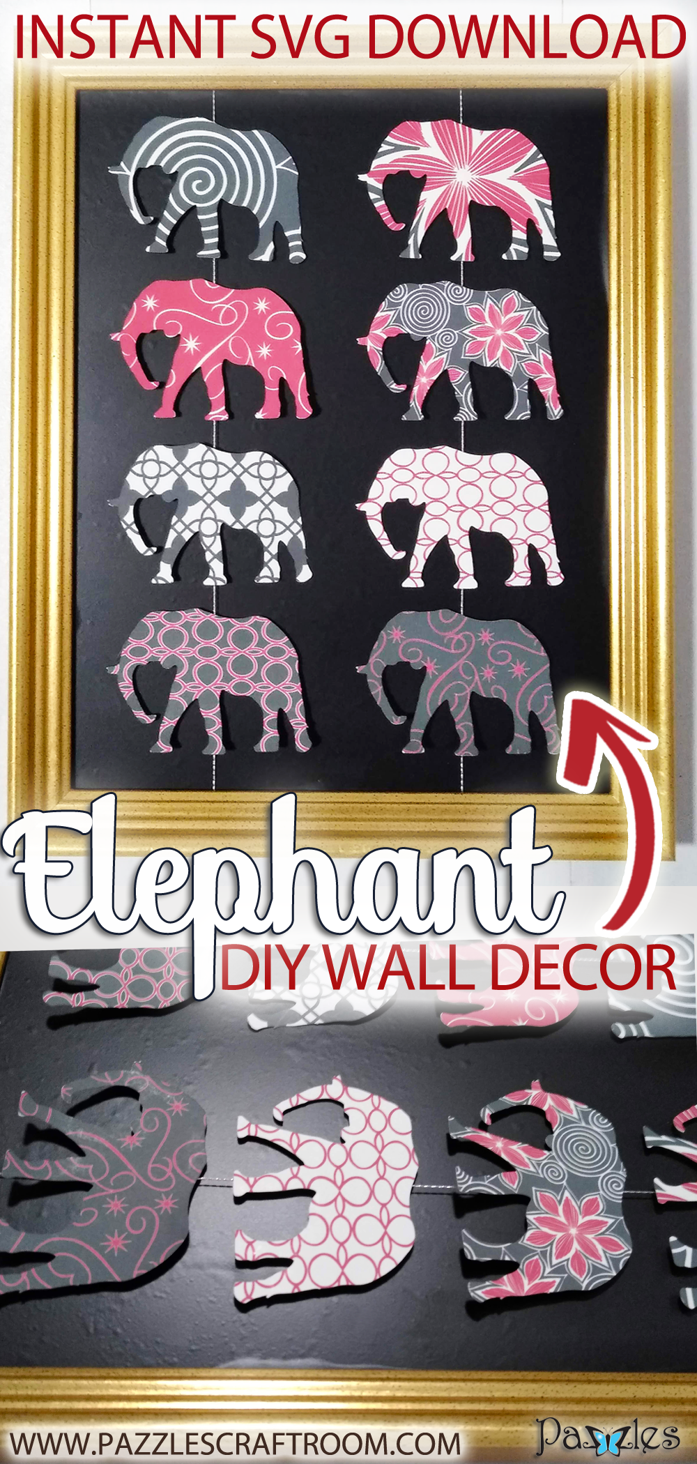 Pazzles DIY Home Decor Elephant Wall Hanging by Renee Smart