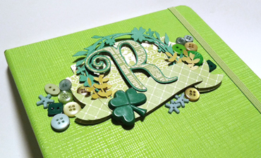 Pazzles DIY Embellished Journal Notebook with instant SVG download. Perfect for St. Patrick's Day. Compatible with all major electronic cutters including Pazzles Inspiration, Cricut, and Silhouette Cameo. Design by Renee Smart.