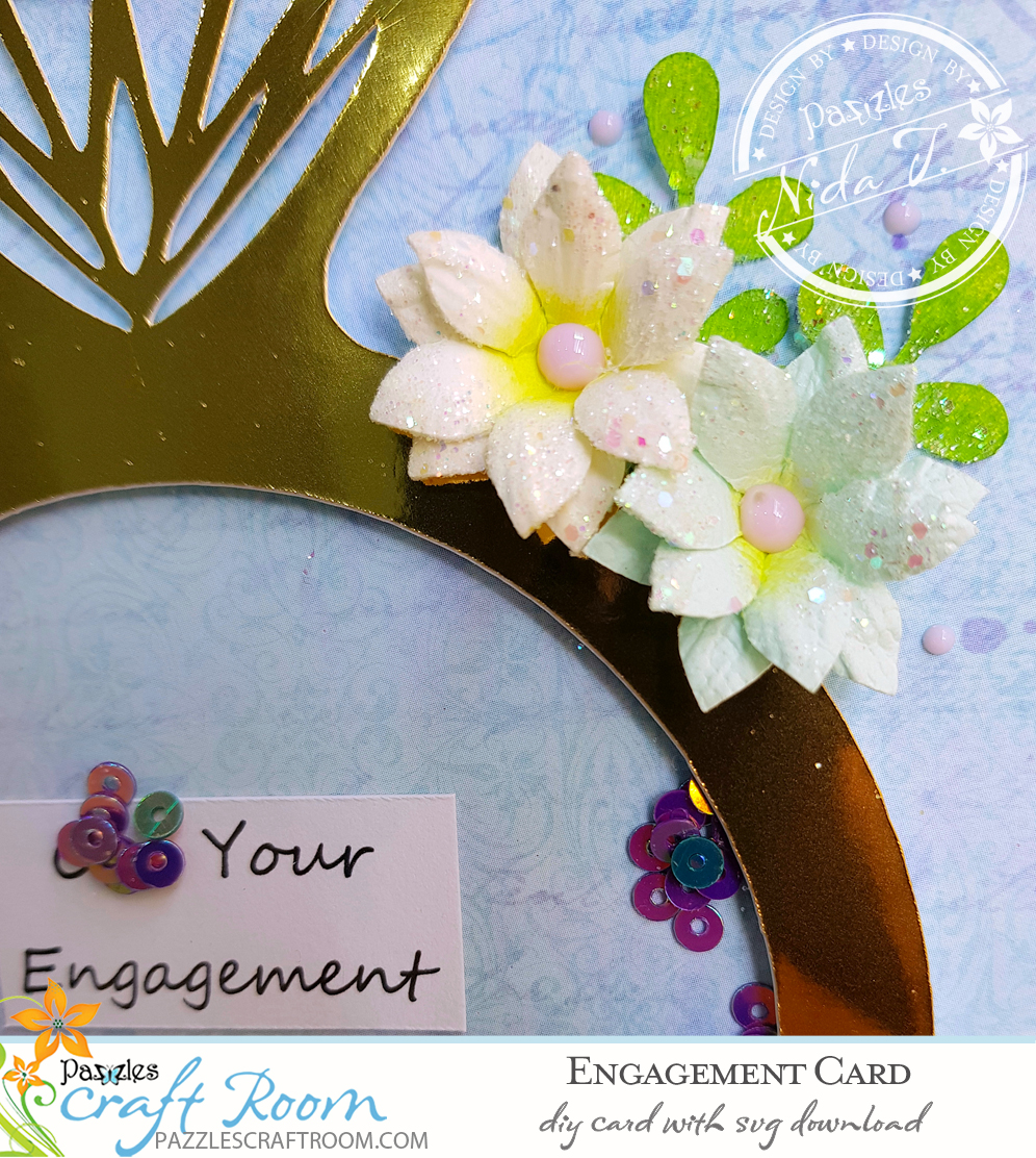 Pazzles DIY Engagement Card or Wedding Card with instant SVG download. Compatible with all major electronic cutters including Pazzles Inspiration, Cricut, and Silhouette Cameo. Design by Nida Tanweer.