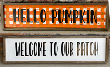 Pazzles DIY Fall Welcome Signs with instant SVG download. Compatible with all major electronic cutters including Pazzles Inspiration, Cricut, and Silhouette Cameo. Design by Sara Weber.