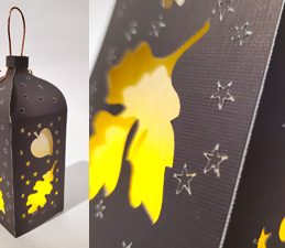 Pazzles DIY Fall Paper Lantern with instant SVG download. Compatible with all major electronic cutters including Pazzles Inspiration, Cricut, and Silhouette Cameo. Design by Renee Smart.