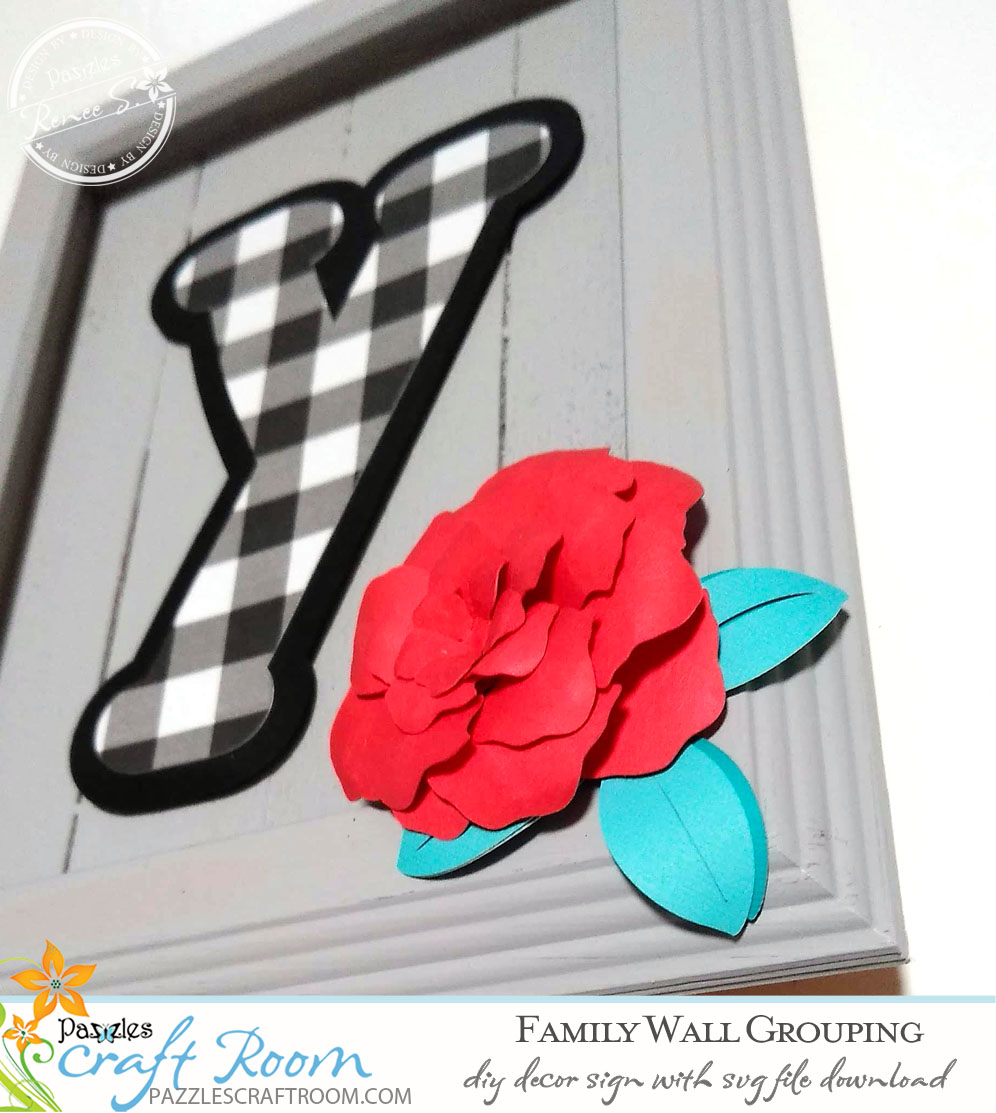 Pazzles DIY Family Sign with instant SVG download. Compatible with all major electronic cutters including Pazzles Inspiration, Cricut, and SIlhouette Cameo. Design by Renee Smart.