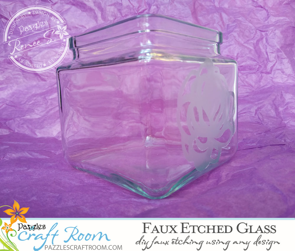 Pazzles DIY Faux Etched Glass with SVG download compatible with all major electronic cutters including Pazzles Inspiration, Cricut, and Silhouette Cameo by Renee Smart