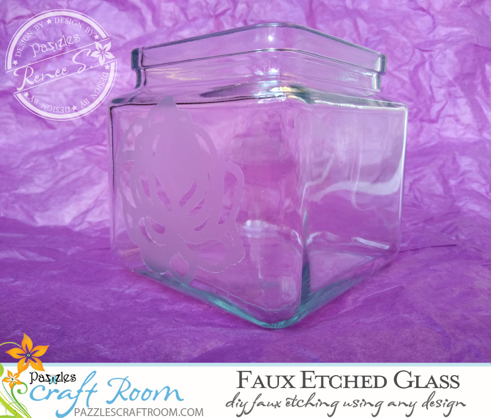 Pazzles DIY Faux Etched Glass with SVG download compatible with all major electronic cutters including Pazzles Inspiration, Cricut, and Silhouette Cameo by Renee Smart