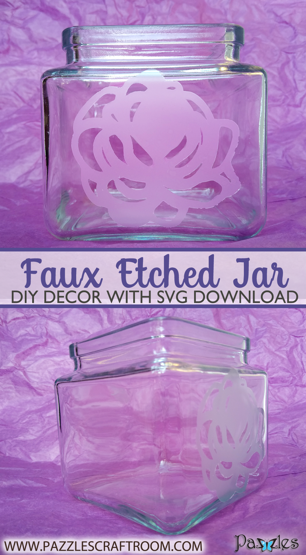 Pazzles DIY Faux Etched Glass with SVG download compatible with all major electronic cutters including Pazzles Inspiration, Cricut, and Silhouette Cameo by Renee Smart