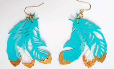 Pazzles DIY Feather Earrings with instant SVG download. Compatible with all major electronic cutters including Pazzles Inspiration, Cricut, and Silhouette Cameo. Design by Renee Smart.