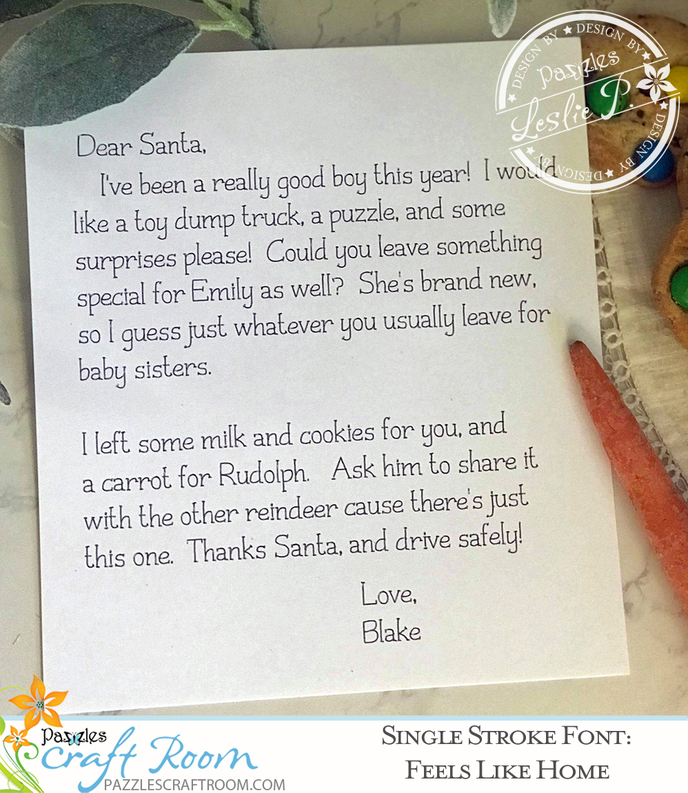 Pazzles DIY Feels Like Home Single Stroke Font or Single Line Font for crafting and engraving by Leslie Peppers