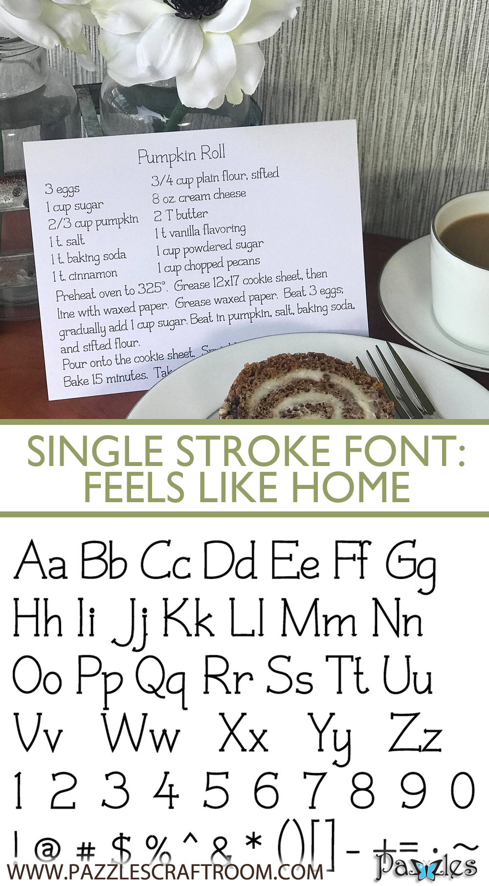 Pazzles DIY Feels Like Home Single Stroke Font or Single Line Font for crafting and engraving by Leslie Peppers
