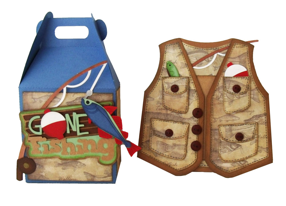 Masculine Fishing Gift Box and Fishing Vest Card