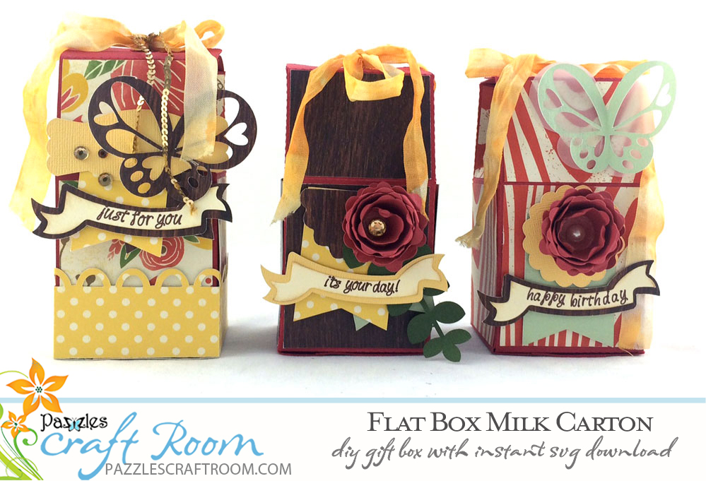 Pazzles DIY Flat Top Milk Carton with instant SVG download. Instant SVG download compatible with all major electronic cutters including Pazzles Inspiration, Cricut, and Silhouette Cameo.