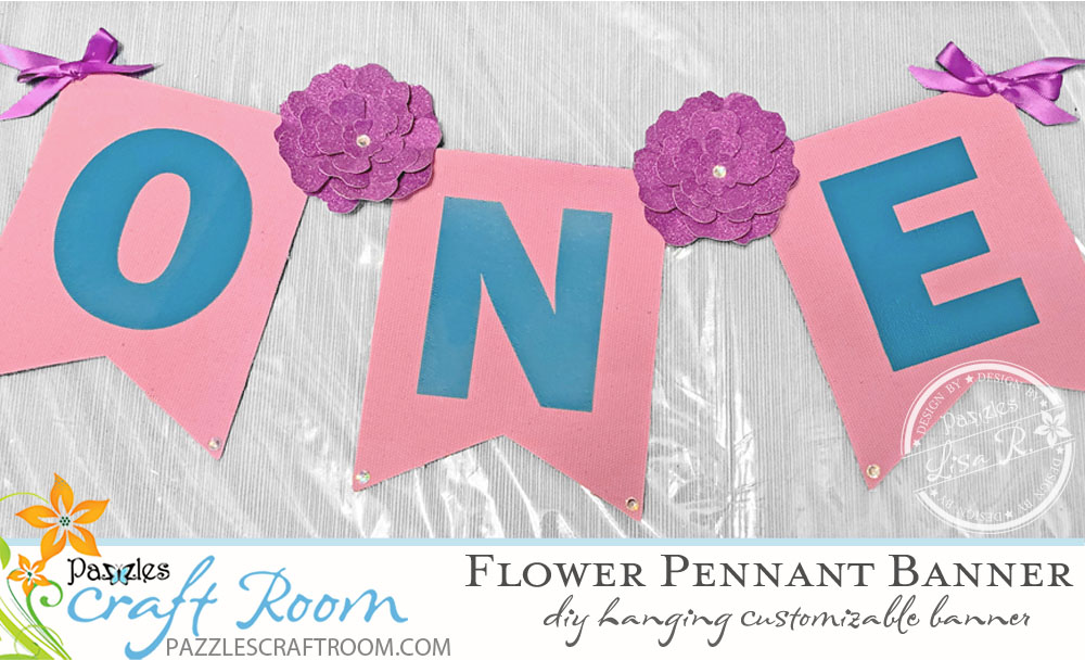Pazzles DIY Custom Flower Pennant Banner Bunting by Lisa Reyes