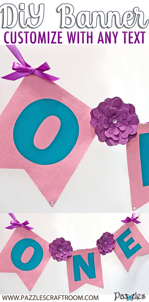 Pazzles DIY Custom Flower Pennant Banner Bunting by Lisa Reyes