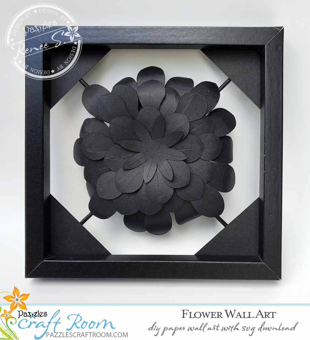 Pazzles DIY Paper Flower Wall Art. Instant SVG download compatible with all major electronic cutters including Pazzles Inspiration, Cricut, and Silhouette Cameo. Design by Renee Smart.