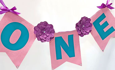 Pazzles DIY Custom Flower Pennant Banner Bunting by Lisa Reyes