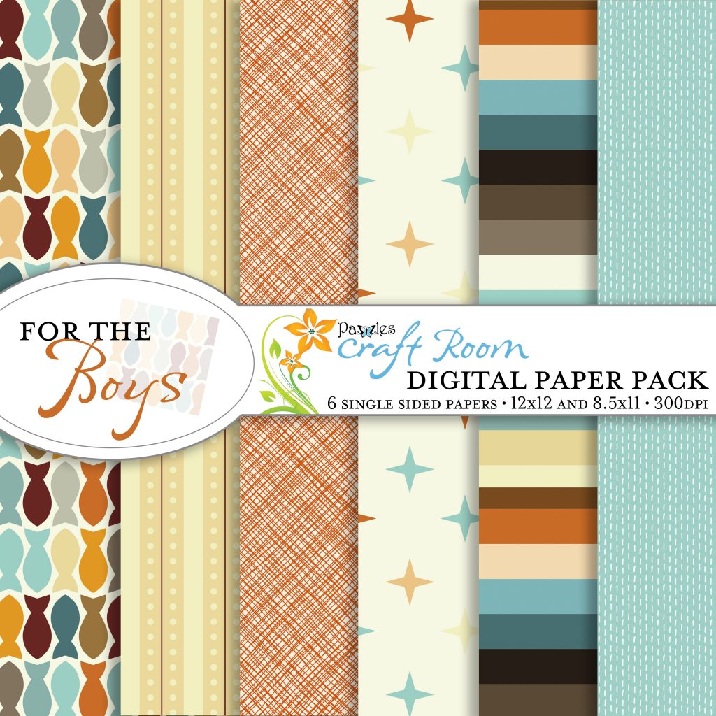 DIY For the Boys Digital Paper Pack with instant download.