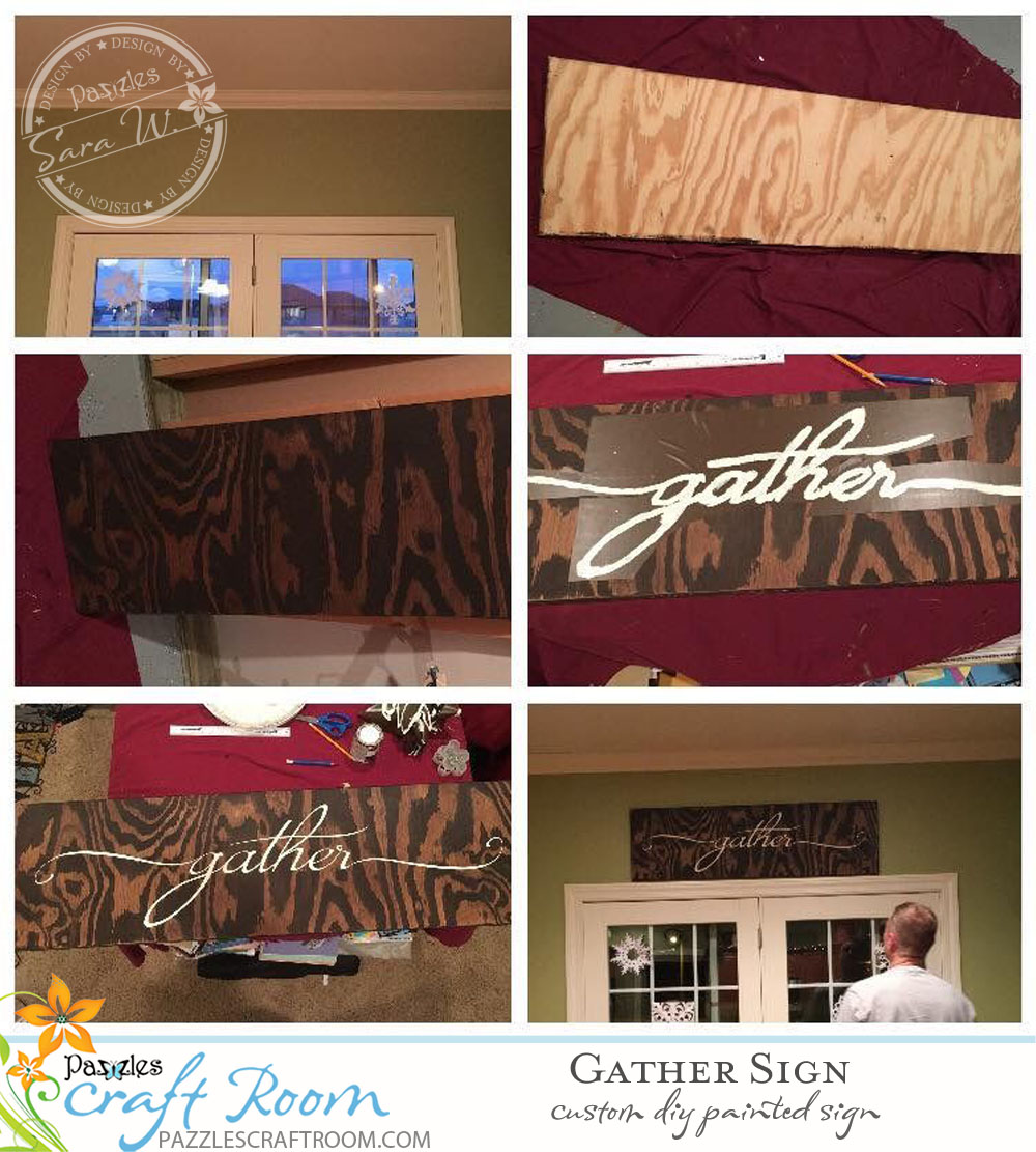 Pazzles DIY Dining Room Gather Painted Sign by Sara Weber