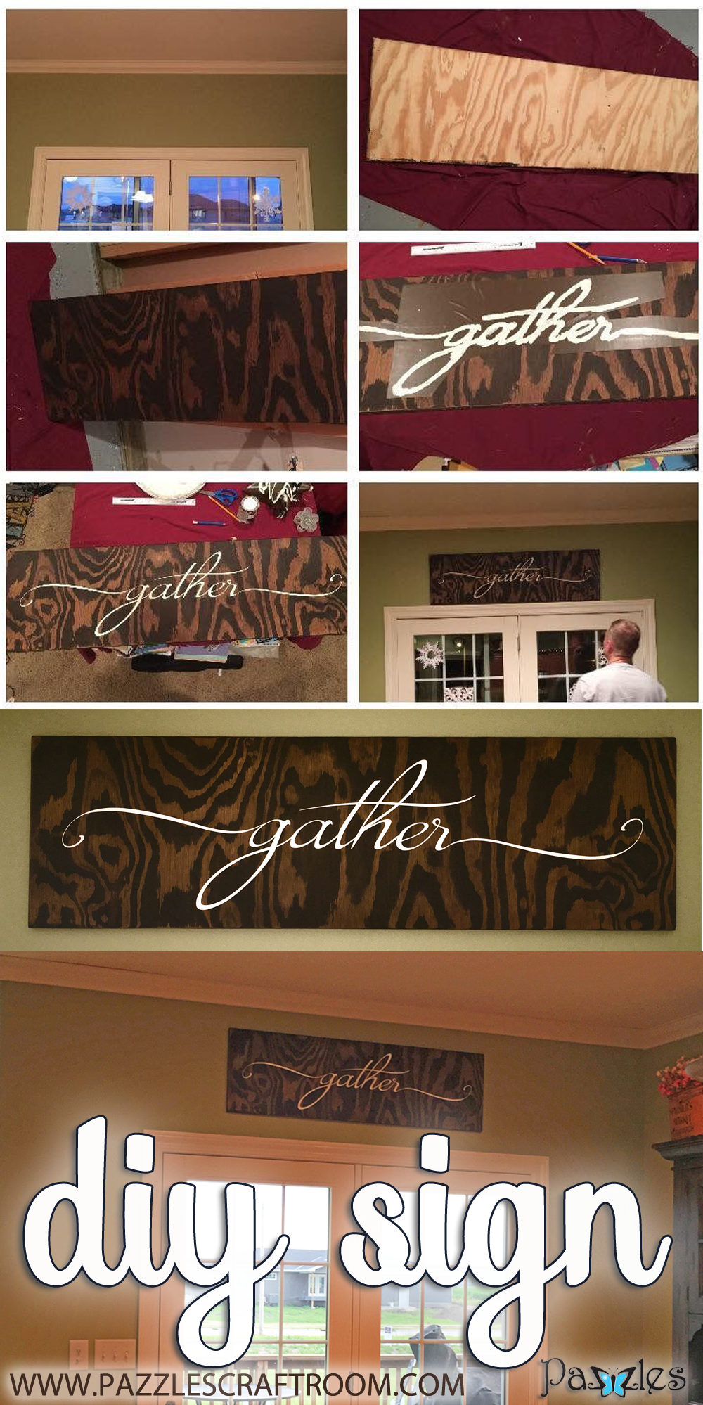 Pazzles DIY Dining Room Gather Painted Sign by Sara Weber