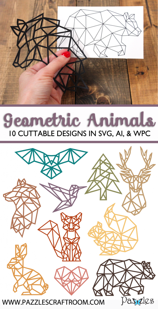 Pazzles geometric woodland animals SVG collection with instant download. Available in AI, SVG, and WPC. Compatible with all major electronic cutters including Pazzles Inspiration, Cricut, and Silhouette Cameo.