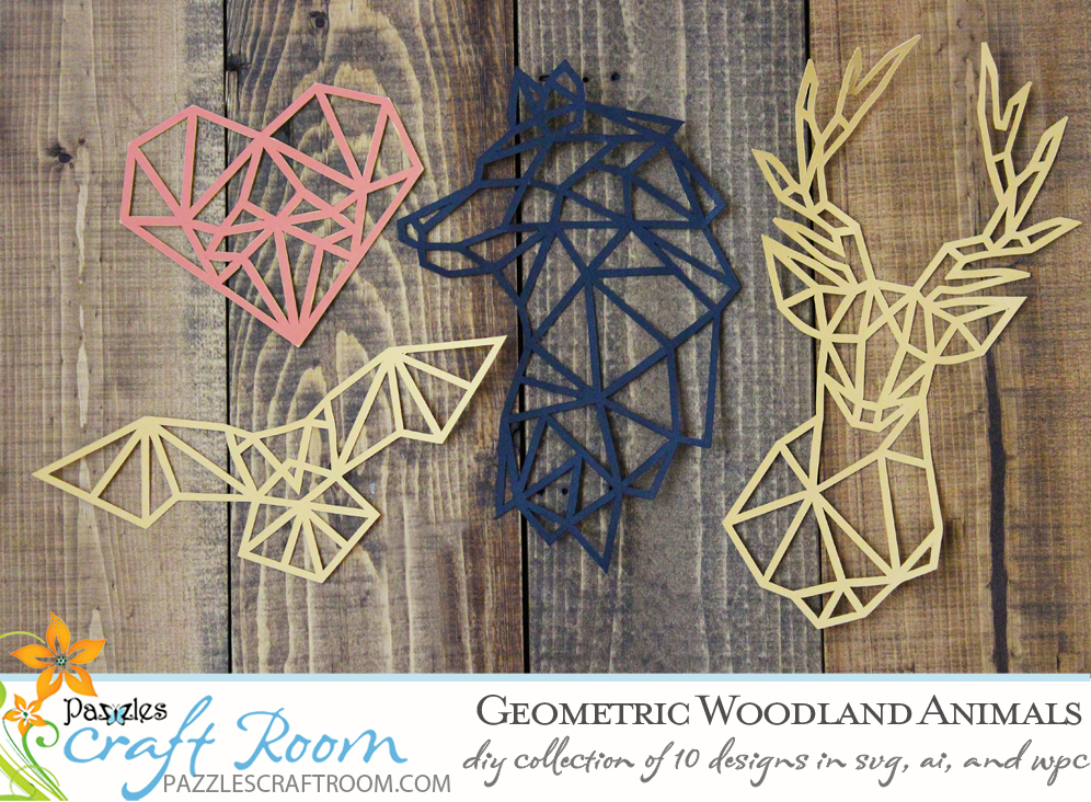 Pazzles geometric woodland animals SVG collection with instant download. Available in AI, SVG, and WPC. Compatible with all major electronic cutters including Pazzles Inspiration, Cricut, and Silhouette Cameo.
