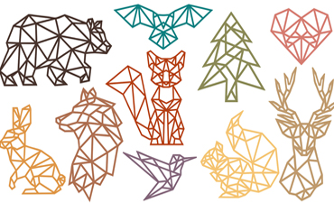 Pazzles SVG instant download collection of geometric woodland animals. Available in AI, SVG, and WPC. Compatible with all major electronic cutters including Pazzles Inspiration, Cricut, and Silhouette Cameo.