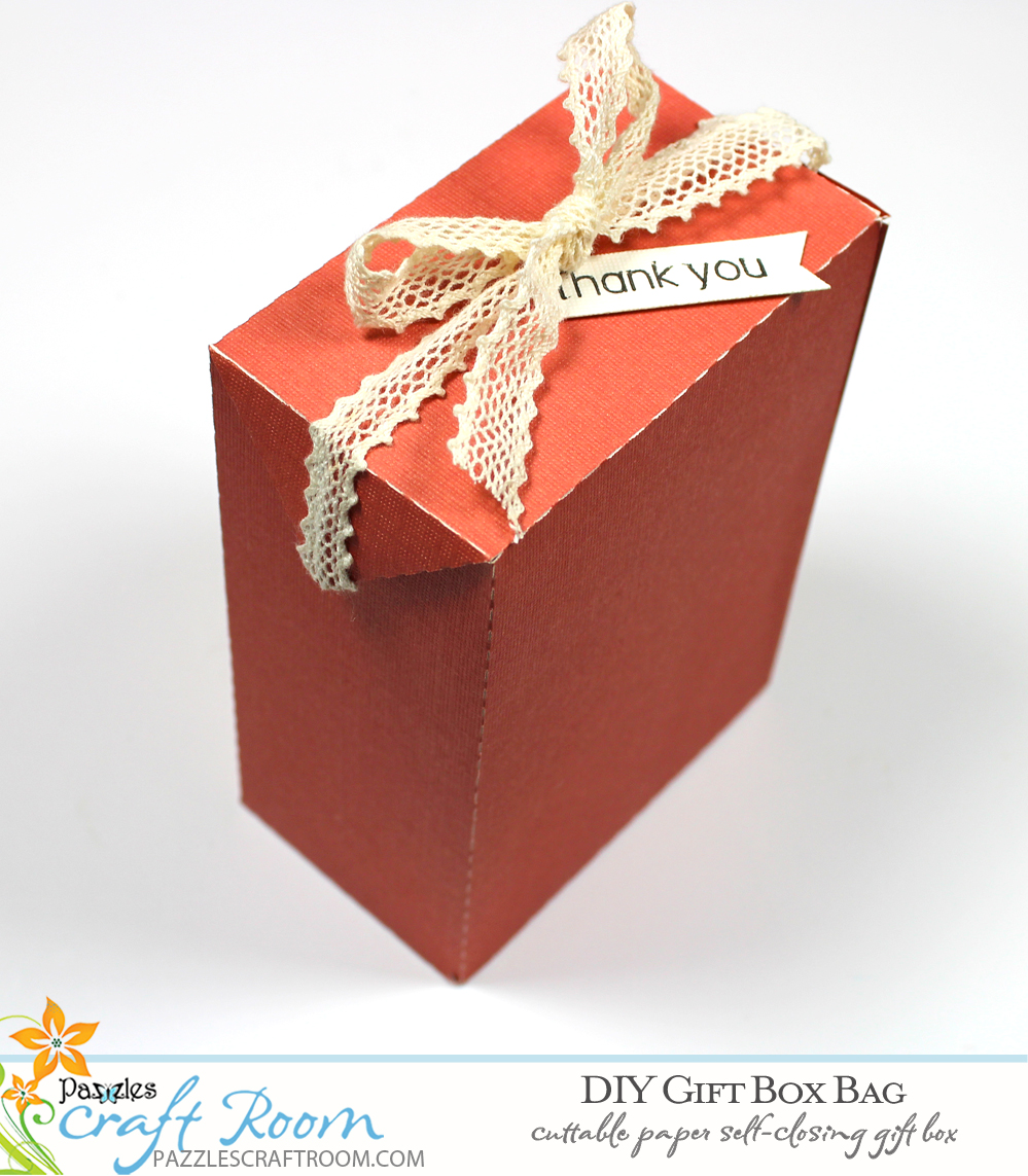 Pazzles DIY Gift Box Bag. Instant SVG download compatible with all major electronic cutters including Pazzles Inspiration, Cricut, and Silhouette Cameo. Design by Amanda Vander Woude.