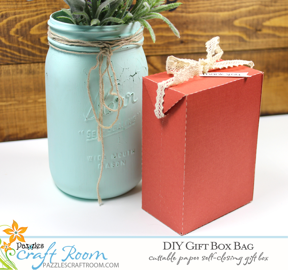 Pazzles DIY Gift Box Bag. Instant SVG download compatible with all major electronic cutters including Pazzles Inspiration, Cricut, and Silhouette Cameo. Design by Amanda Vander Woude.