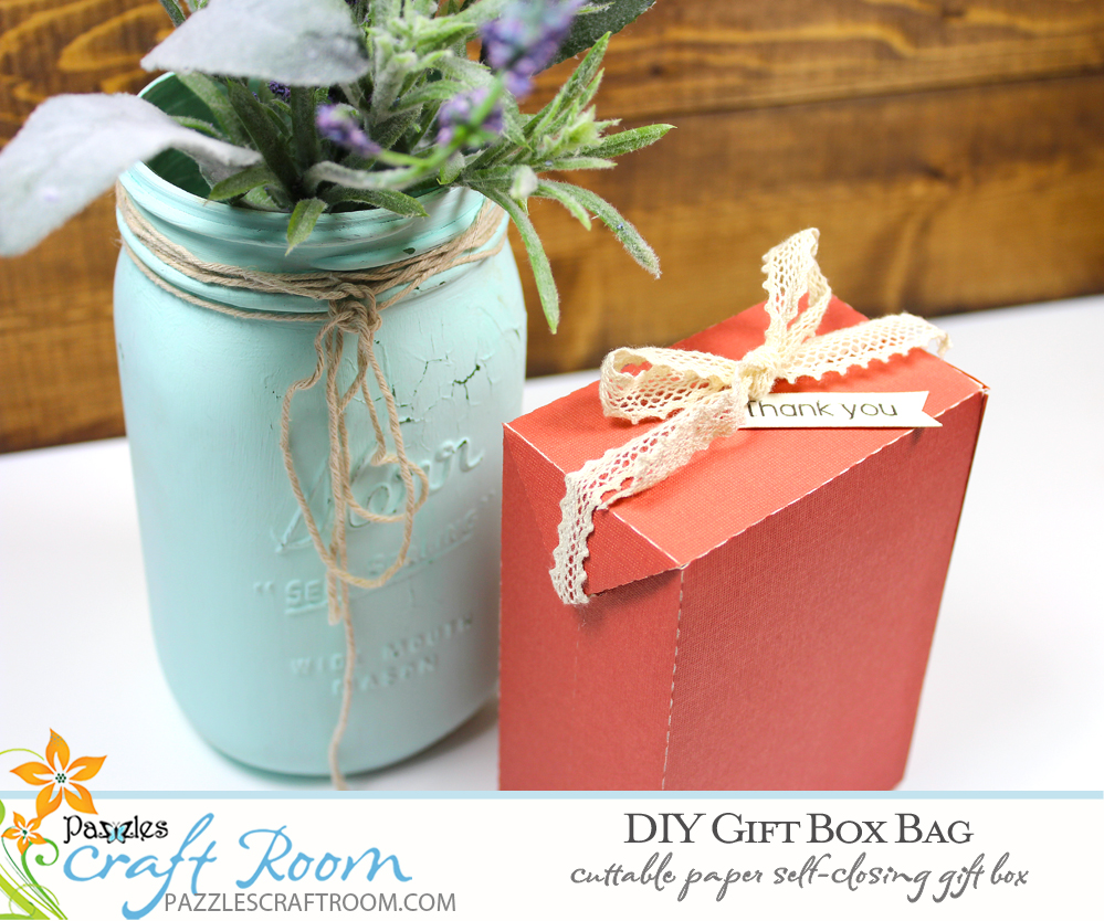 Pazzles DIY Gift Box Bag. Instant SVG download compatible with all major electronic cutters including Pazzles Inspiration, Cricut, and Silhouette Cameo. Design by Amanda Vander Woude.