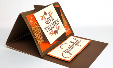 Pazzles DIY Give Thanks Easel Card with instant SVG download. Compatible with all major electronic cutters including Pazzles Inspiration, Cricut, and Silhouette Cameo. Design by Renee Smart.