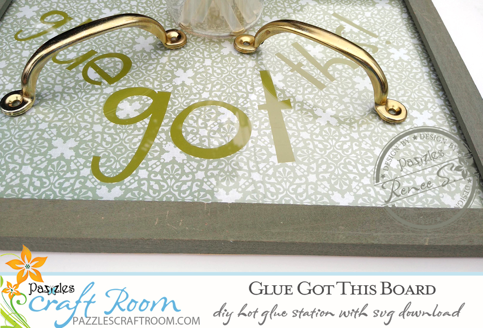 Pazzles DIY Hot Glue Station with instant SVG download. Compatible with all major electronic cutters including Pazzles Inspiration, Cricut, and Silhouette Cameo. Design by Renee Smart.