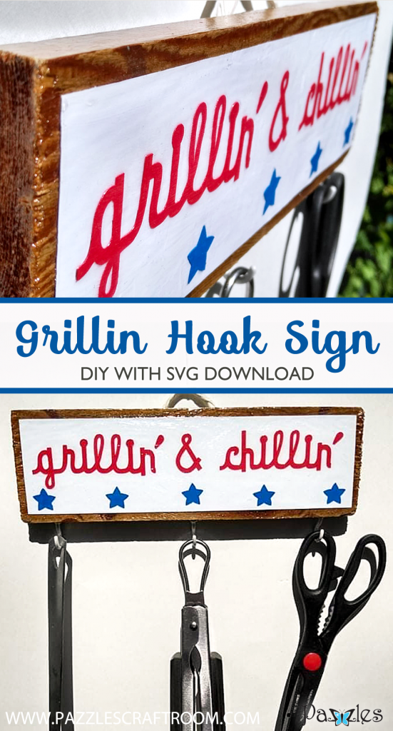 Pazzles DIY Grilling Hook Sign for Outdoors with instant SVG download. Compatible with all major electronic cutters including Pazzles Inspiration, Cricut, and Silhouette Cameo. Design by Renee Smart.