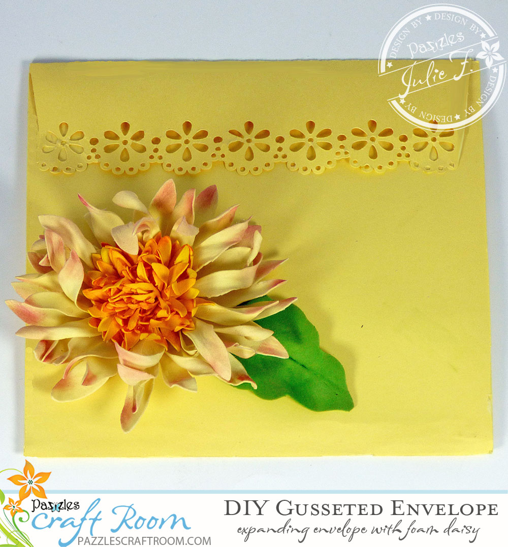 Pazzles Expanding Envelope with Daisy Foam Flower By Julie Flanagan