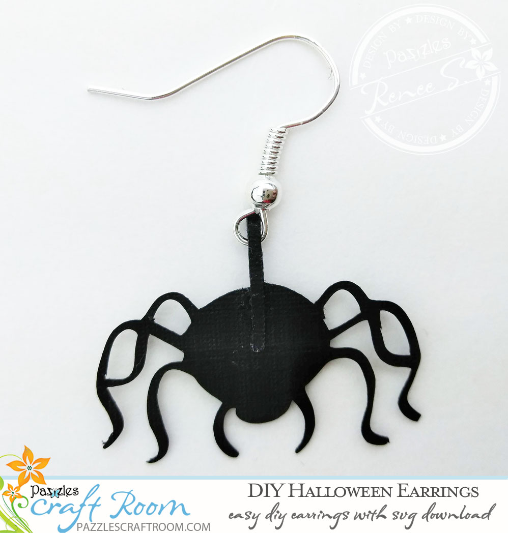 Pazzles DIY Halloween Earrings Spiderweb and Spider by Renee Smart