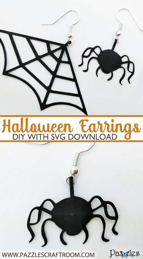 Pazzles DIY Halloween Earrings Spiderweb and Spider by Renee Smart