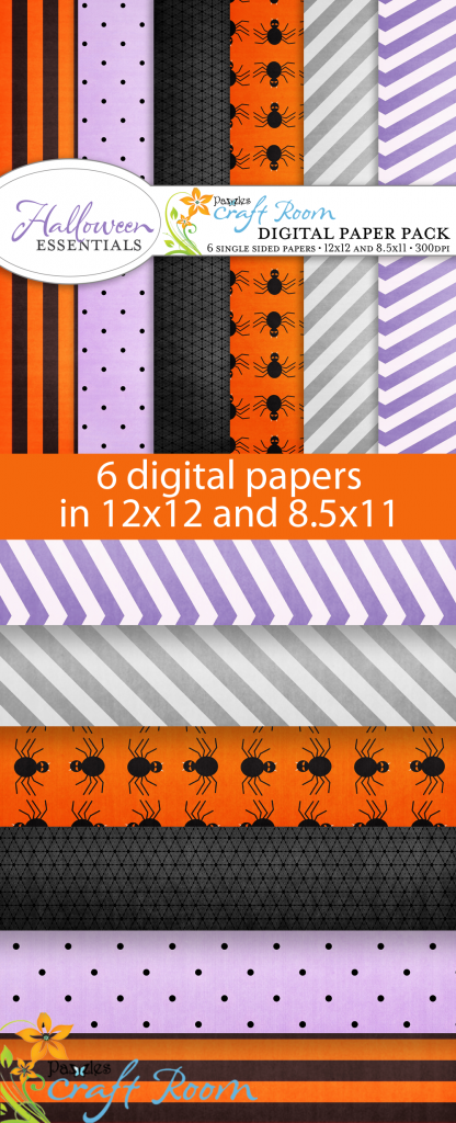 Pazzles Halloween Essentials digital paper pack with instant download.