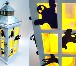 Pazzles Easy DIY Halloween Lantern with instant SVG download. Compatible with all major electronic cutters including Pazzles Inspiration, Cricut, and Silhouette Cameo. Design by Renee Smart.