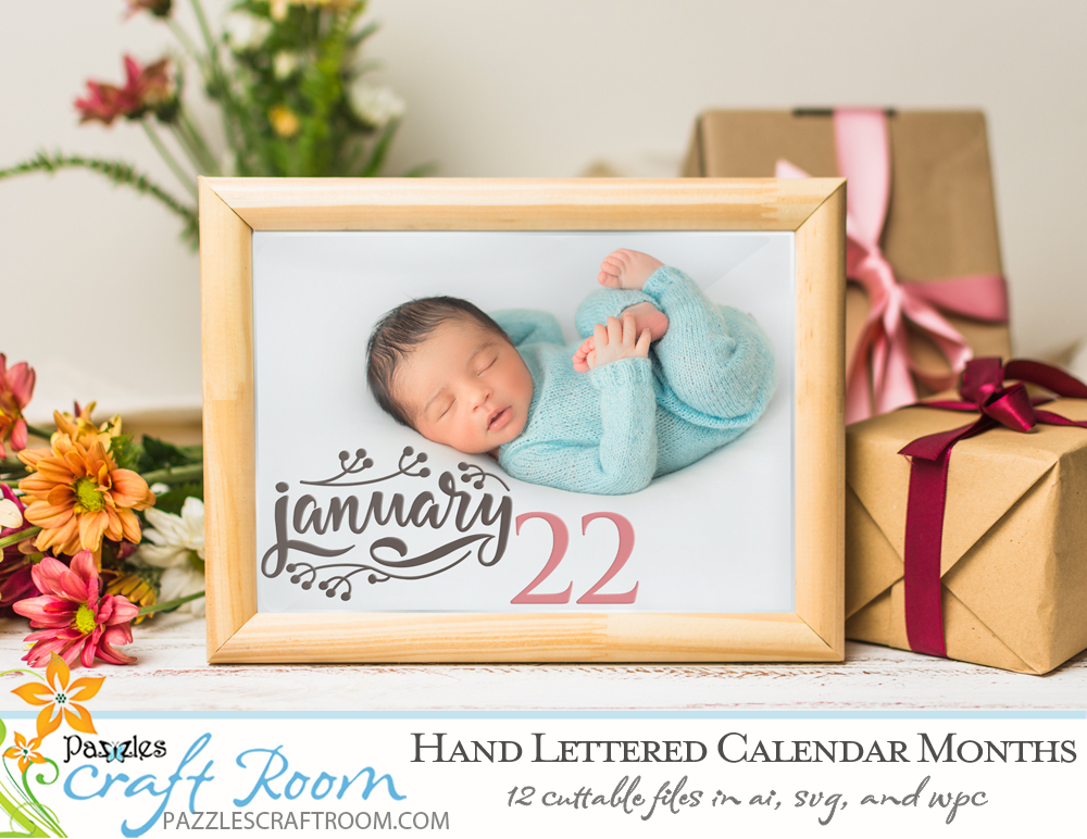 Pazzles Hand Lettered Calendar Months Cuttable SVG files for crafts. Instant download compatible with all major electronic cutters including Pazzles Inspiration, Cricut, and Silhouette Cameo.