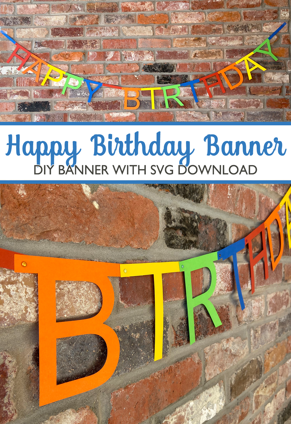 Pazzles DIY Happy Birthday Banner with SVG instant download. Design by Sara Weber.