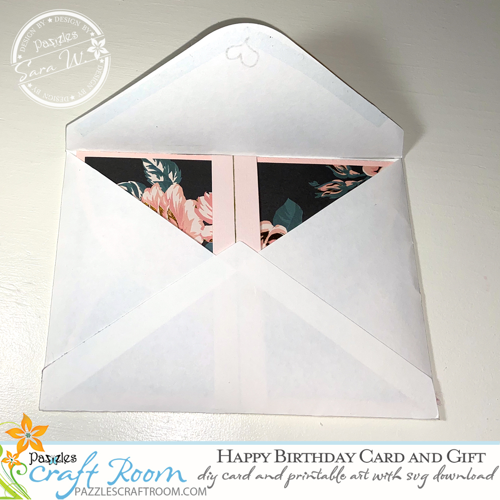 Pazzles DIY Trifold Birthday Card and Gift with instant SVG download. Compatible with all major electronic cutters including Pazzles Inspiration, Cricut, and Silhouette Cameo. Design by Sara Weber.