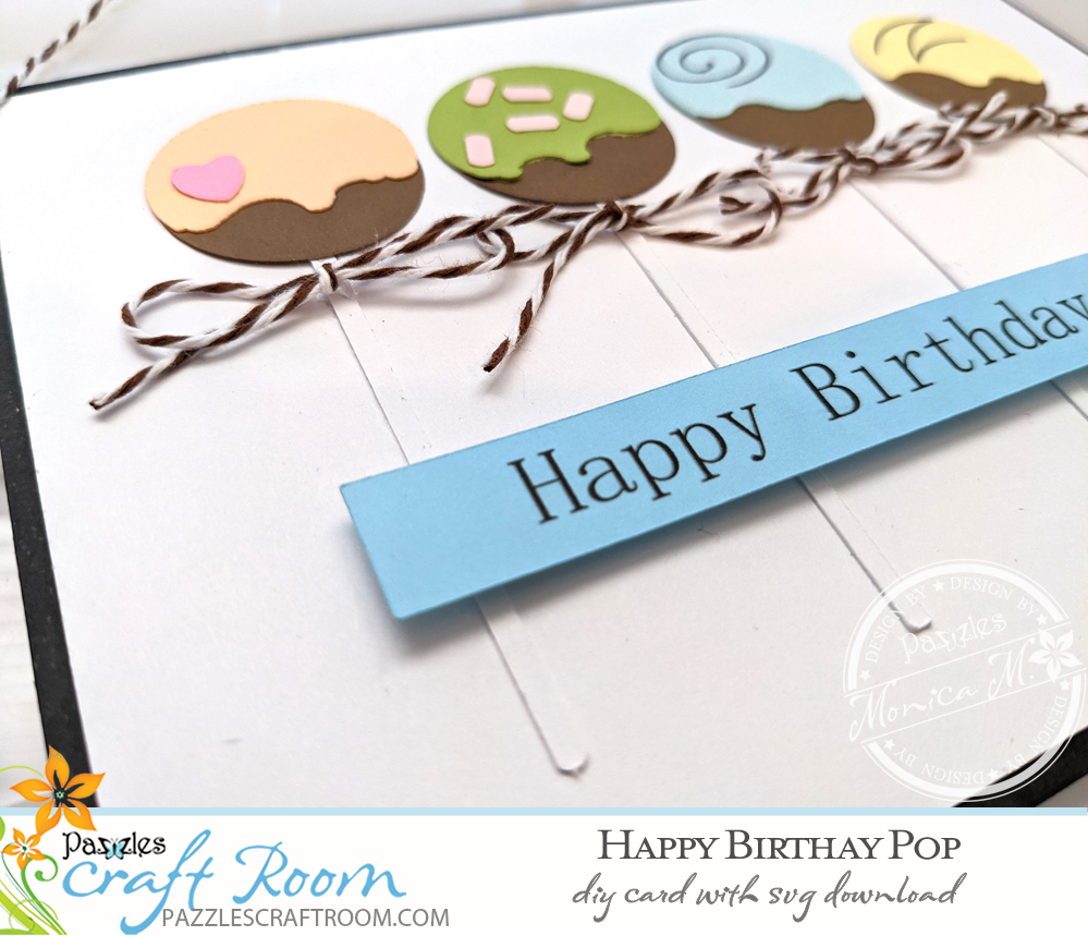 Pazzles DIY Happy Birthday Pop Card with instant SVG download. Instant SVG download compatible with all major electronic cutters including Pazzles Inspiration, Cricut, and Silhouette Cameo. Design by Monica Martinez.