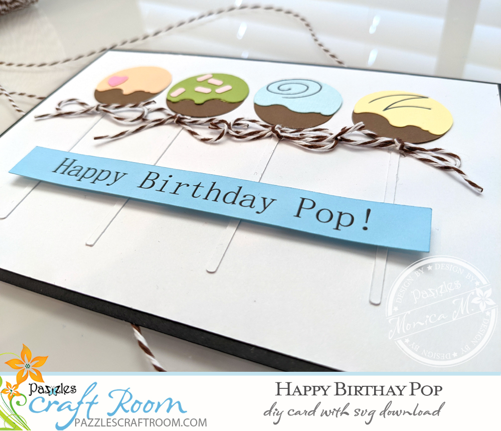 Pazzles DIY Happy Birthday Pop Card with instant SVG download. Instant SVG download compatible with all major electronic cutters including Pazzles Inspiration, Cricut, and Silhouette Cameo. Design by Monica Martinez.