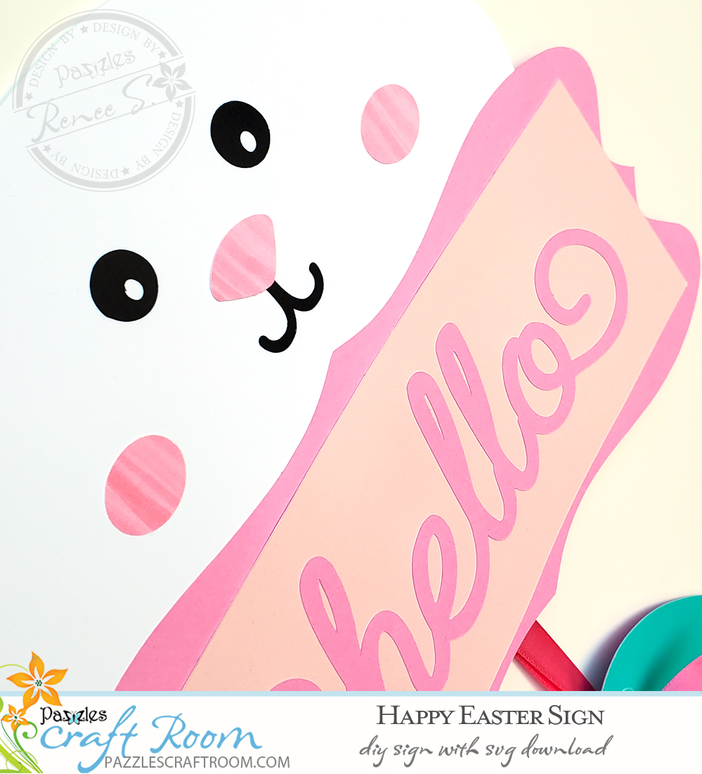 Pazzles DIY Happy Easter Sign with instant SVG download.  Instant SVG download compatible with all major electronic cutters including Pazzles Inspiration, Cricut, and Silhouette Cameo. Design by Renee Smart.