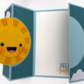 Pazzles Hello Sunshine DIY Gatefold Card with instant SVG download- Compatible with all major electronic cutters including Pazzles Inspiration, Cricut, and Silhouette. Design by Alma Cervantes.