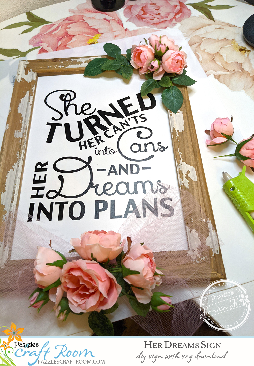 Pazzles DIY Her Dreams Sign with instant SVG download. Instant SVG download compatible with all major electronic cutters including Pazzles Inspiration, Cricut, and Silhouette Cameo. Design by Monica Martinez.
